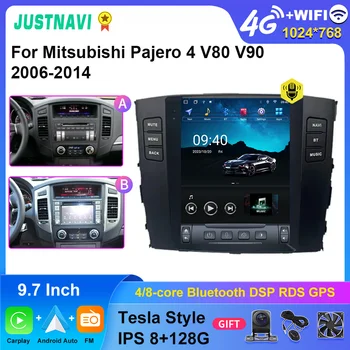 JUSTNAVI Для Mitsubishi Pajero 4 V80 V90 2006-2014 Автомобильный Радиоприемник Carplay Android 9,7 Дюймов Tesla Стерео Мультимедийный Навигационный Плеер