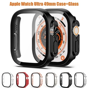 Жесткий чехол для ПК + защитная пленка для экрана Apple Watch Ultra 49 мм из закаленного стекла высокой четкости для Apple Watch Series 49 мм